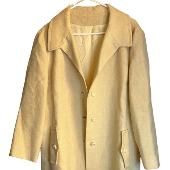 Womens Size Large Yellow Winter Classic  Outerwear Wool Blend Casual Long Coat - Picture 4 of 14